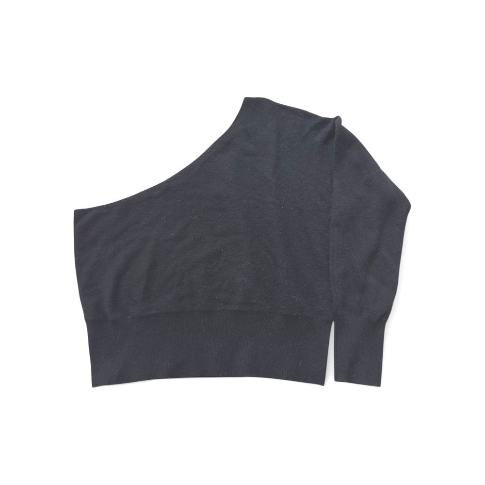 Maeve Anthropologie Black 100% Cashmere One Shoulder Sweater XL Long Sleeve Knit